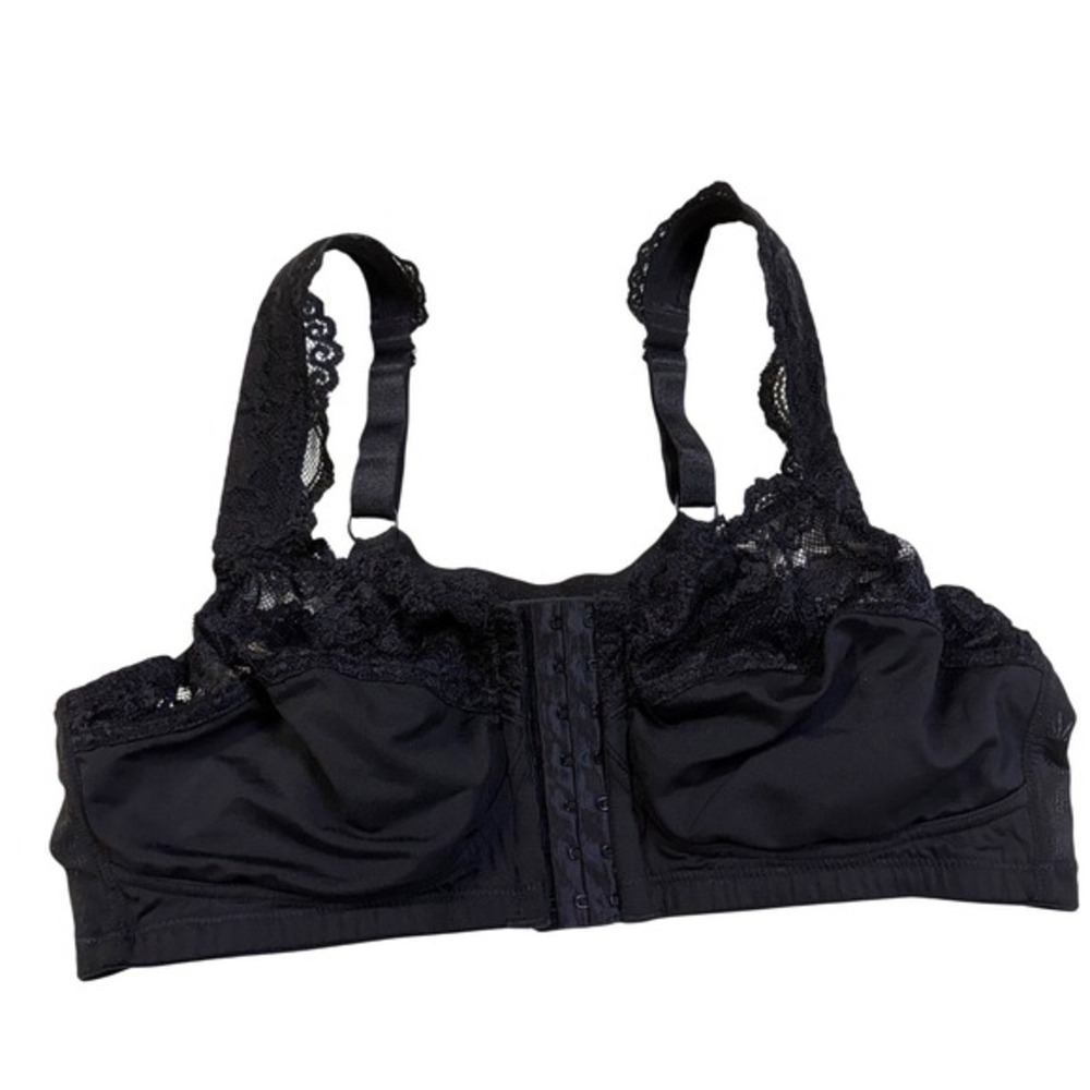 Comfort Choice 38C Black Lace Front‎ Closure Hook Wireless Bra